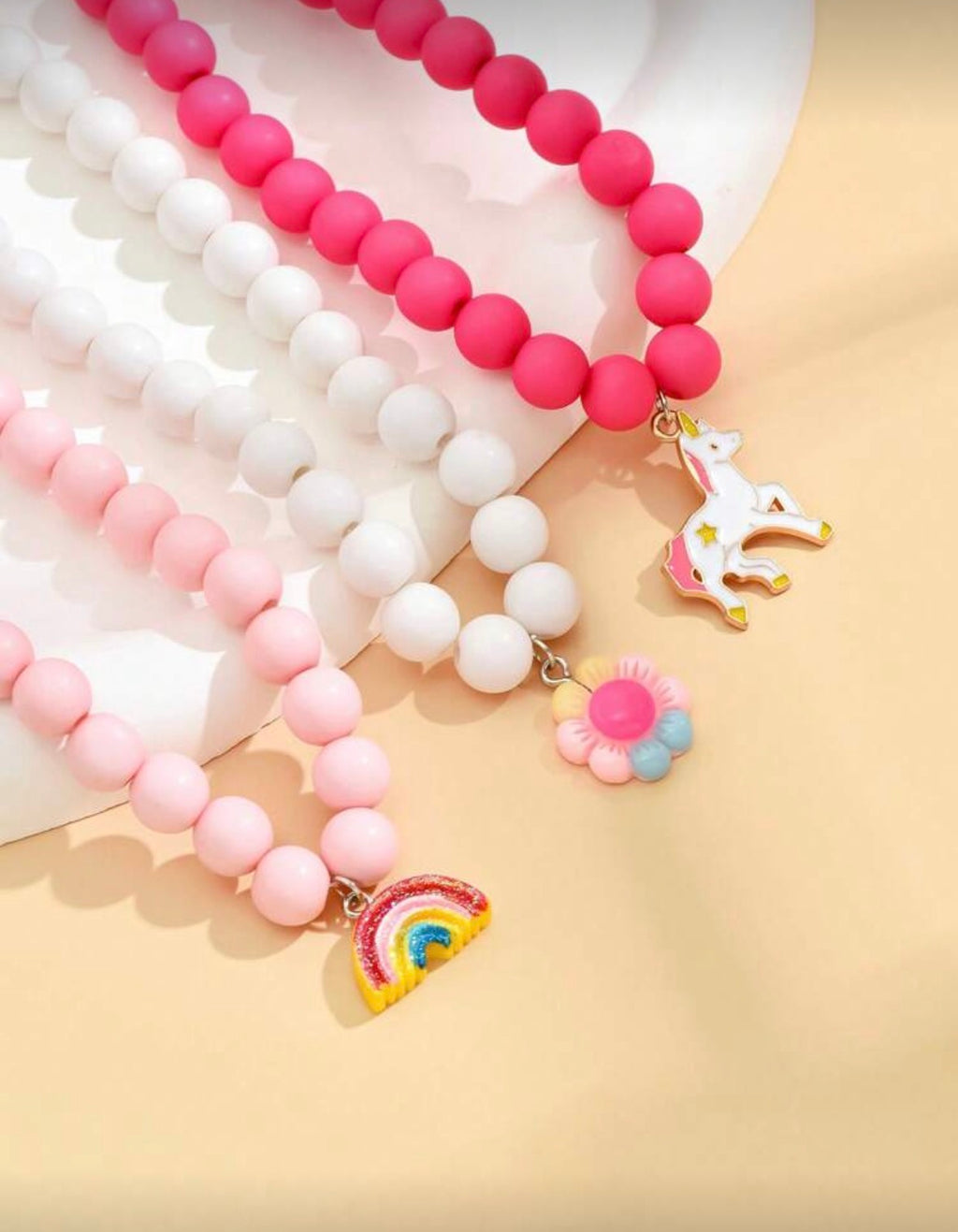 Cute Rainbow, Unicorn, flower beaded necklaces
