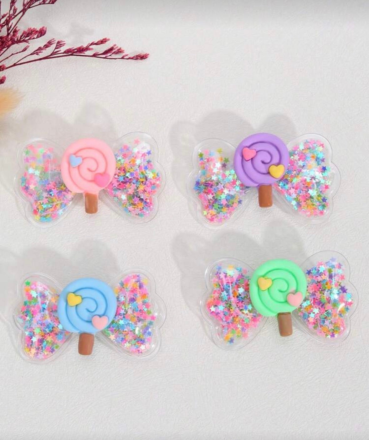 Colorful candy bow hair clips - 1 bow