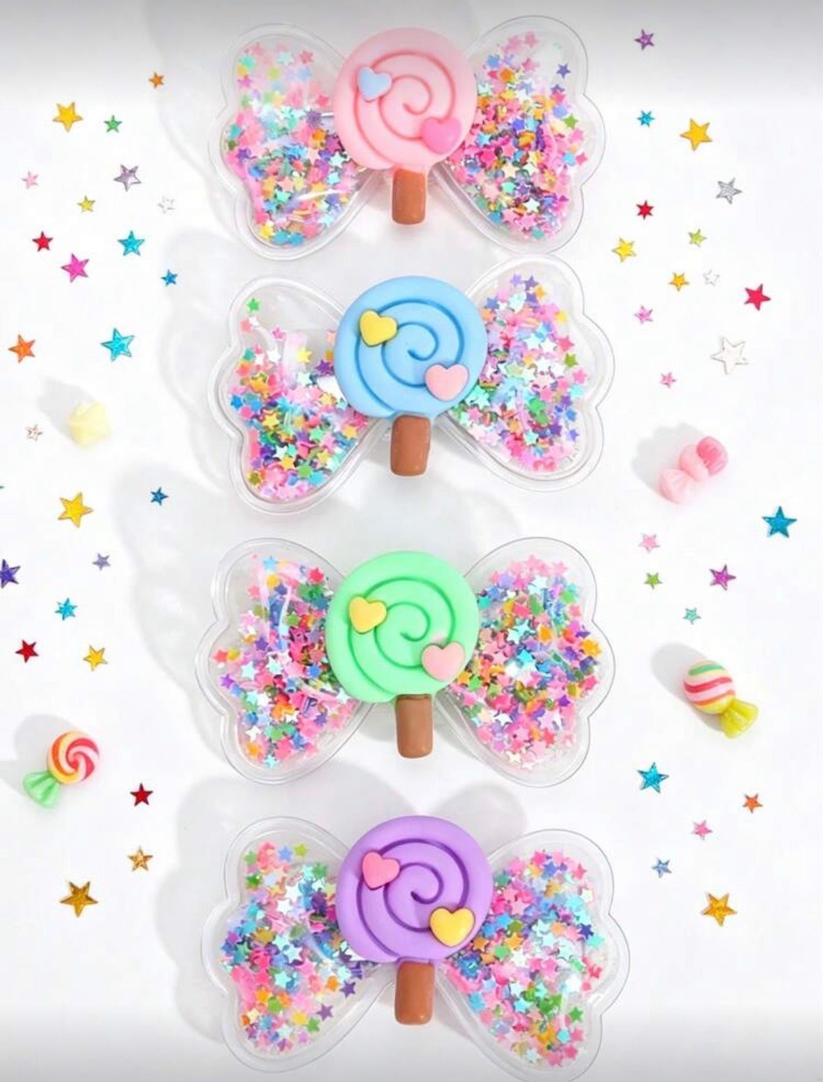 Colorful candy bow hair clips - 1 bow