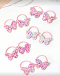 Colorful glitter butterfly elastic hair band - set of 10
