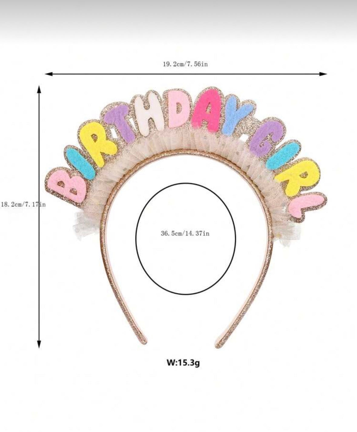 Birthday girl glitter gold headband