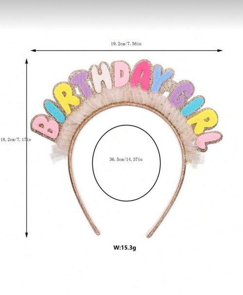 Birthday girl glitter gold headband