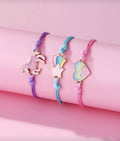 3 colorful bracelet set unicorn and heart
