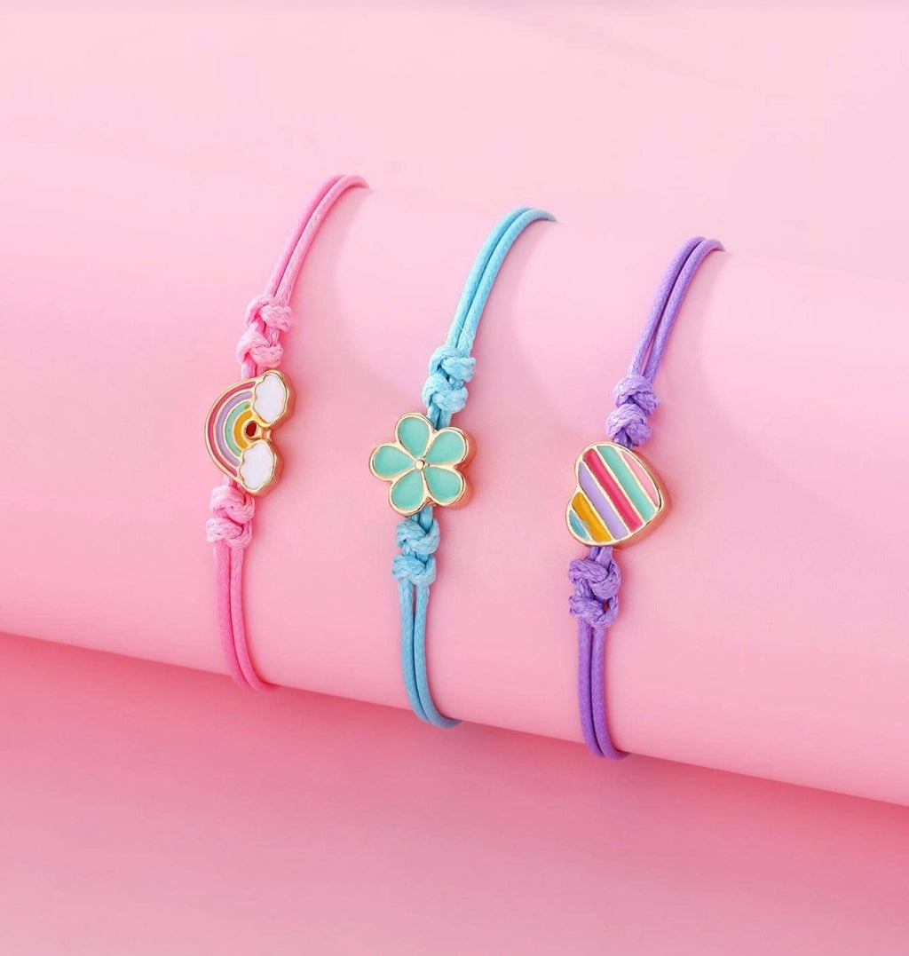 girls rainbow heart and flower shaped bracelet