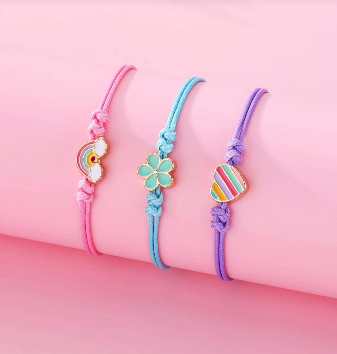 girls rainbow heart and flower shaped bracelet
