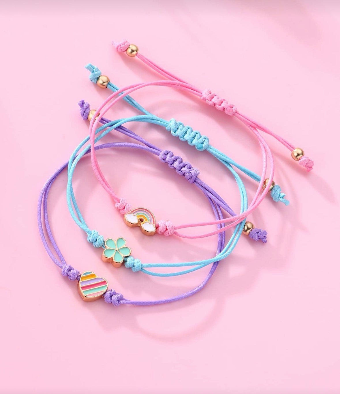 girls rainbow heart and flower shaped bracelet