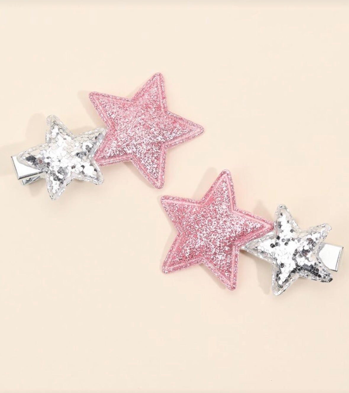 Glitter star hairclips set of 2
