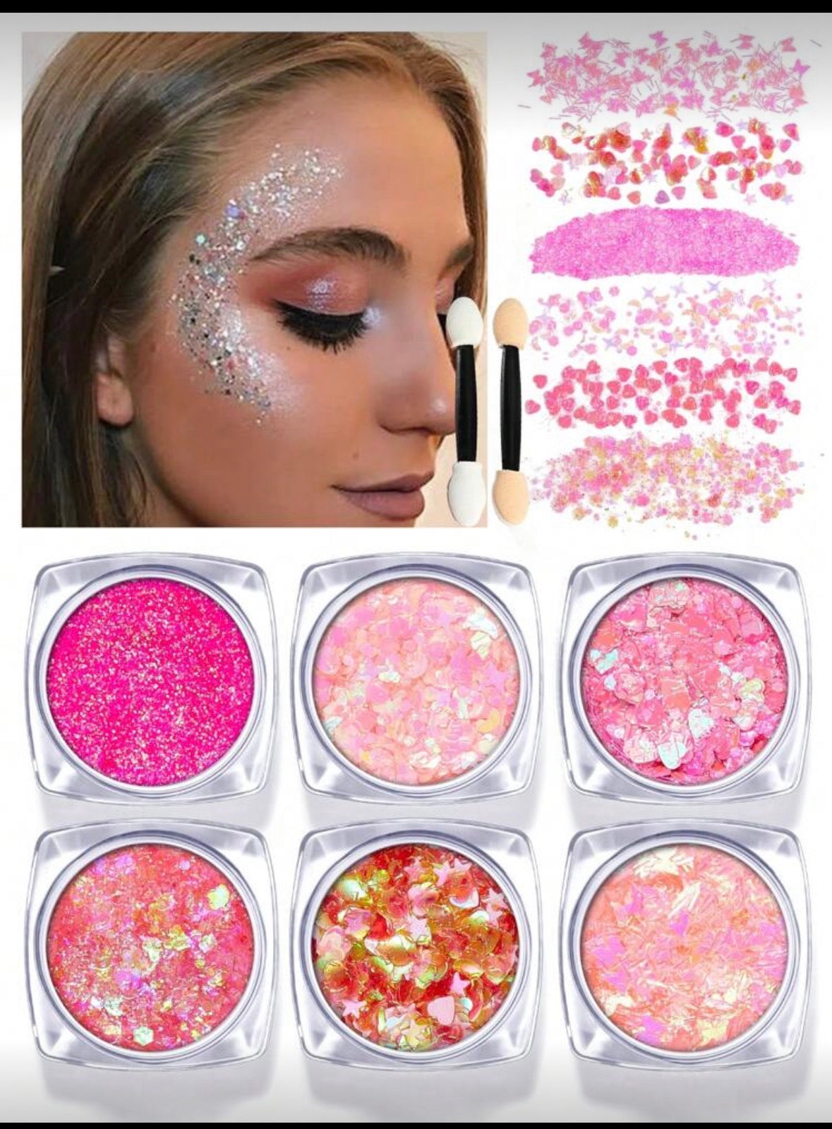 Set of 6 face glitters