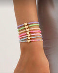 Set of 7 colorful heary bracelets